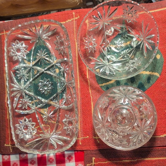 "3"Anchor Hocking Star of David  Cut Glass Serving Piece's - Picture 4 of 6